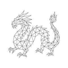 Polygonal line art of Chinese dragon vector
