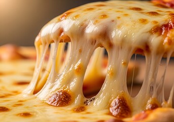 Melted Cheese Stretch Close Up Food Background