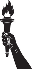 Hand Holding Torch Black Silhouette Vector Illustration