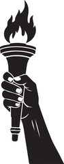 Black Torch Silhouette Icon Holding Flame Symbol