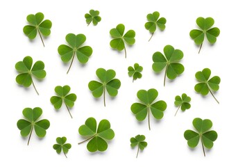 Shamrock Flat Lay on White Background for Saint Patrick&rsquo;s Day
