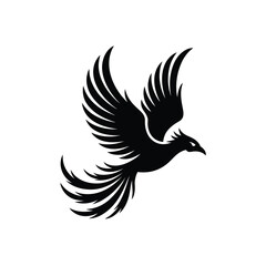 Obraz premium A striking black silhouette of a bird in dynamic flight