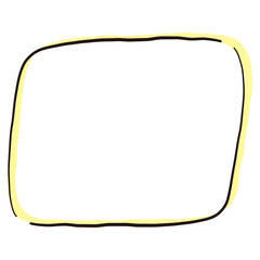 ペンで手描きされたシンプルで可愛い四角い吹き出しのイラスト素材