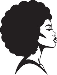 Minimal Black Afro Woman Silhouette Portrait on White