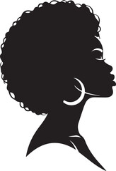 Elegant Afro Woman Side Profile Black Silhouette Art