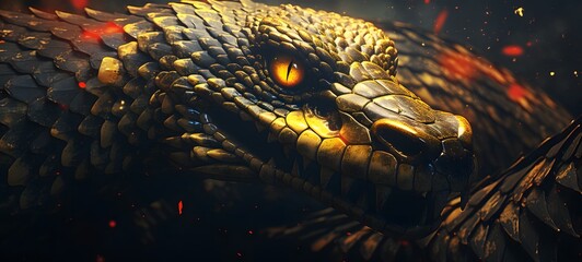 Pointillist grunge design of Monster king cobra with abstract dotted pattern,generative AI