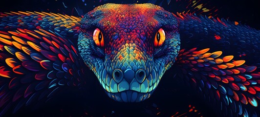 Pointillist grunge design of Monster king cobra with abstract dotted pattern,generative AI