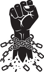 Raised Fist Breaking Chains Freedom Silhouette Vector
