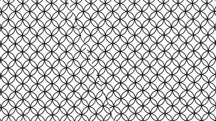 Fototapeta premium Abstract black overlapping circle lattice pattern background with seamless geometric rings, minimal modern optical art decorative texture for creative design projects