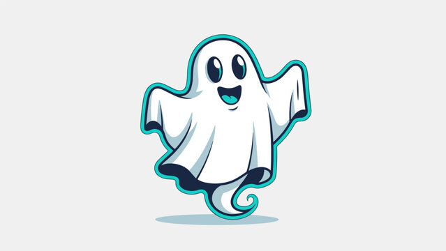 Cartoon Ghost Character with Cheerful Expression and Playful Design.