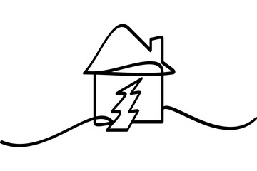 Illustration of a continuous line design on an earthquake icon. An interesting abstract line art design.