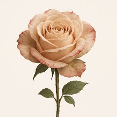 Shabby Rose Watercolor Elegant single rose with soft petals and vibrant color display