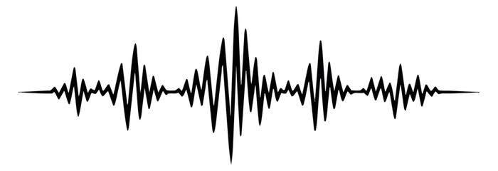 Minimalist line art illustration of an audio waveform depicting sound frequency for music and technology projects