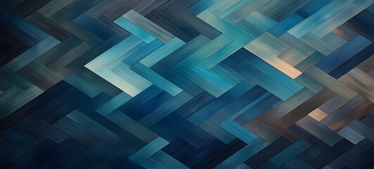 woodpatterns and geometric fractal fadeout ombre aqua to deep navy tone ink,generative AI
