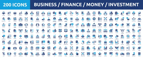 Fototapeten Fußball Huge set of 200 solid icons. Mega collection concept of business, finance, money, investment, accounting. Vector illustration.  © Icons-Studio