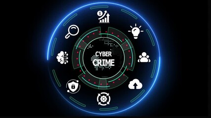 Cyber Crime and Digital Threat Detection Concept with Futuristic Technical Support Interface, Security Shield Icons, Network Monitoring, and Data Protection. - Powered by Adobe