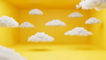 White Clouds Floating in Yellow Room.