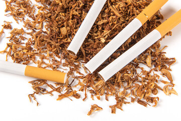 finely crushed tobacco leaves that is used in the manufacture of cigarettes