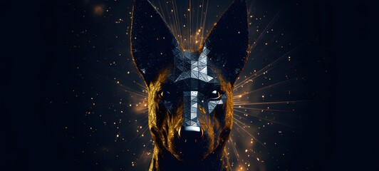 Pointillist grunge design of anubis with abstract dotted pattern,generative AI