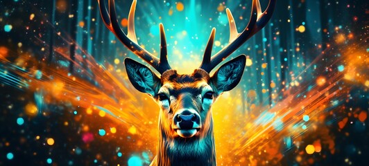 Pointillist grunge design of deer with abstract dotted pattern,generative AI