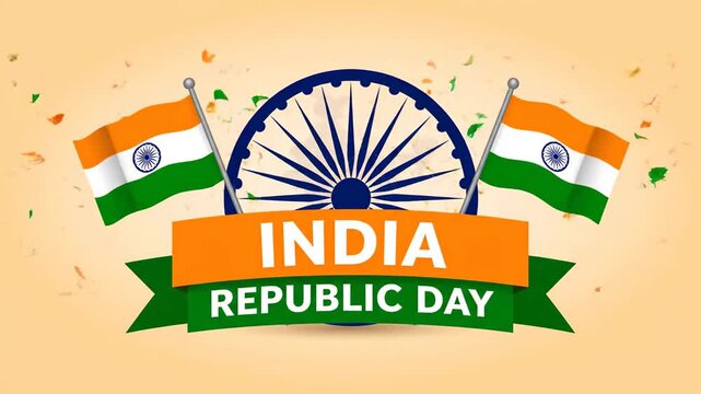 Indian Republic Day Background Animation Flags Ashoka Chakra