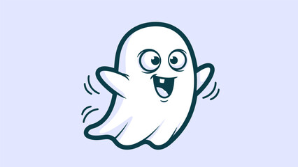 Fototapeta premium Cartoon Ghost Character with Playful Expression and Waving Arms.