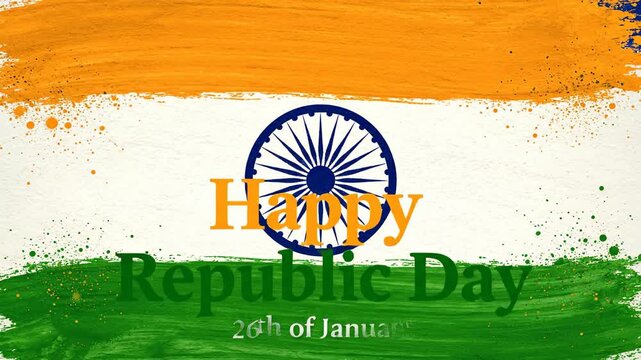 Indian Republic Day 26th January Flag Paint Brush Animated Background