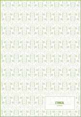 unique shape of ethnical pattern with green leaf dominant color