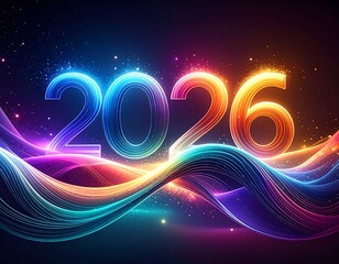 abstract glowing colorful 2026 background