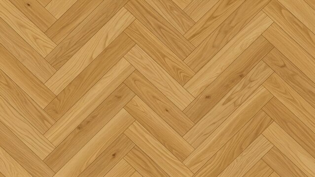 Seamless natural light brown wooden parquet floor with a classic herringbone pattern