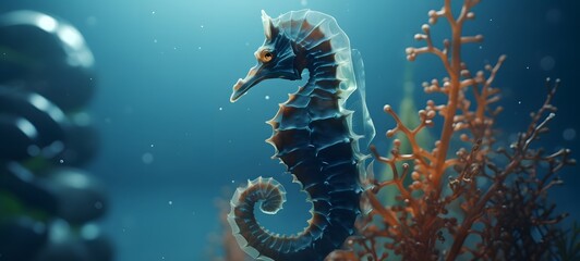 realistic photo of a glossy seahorse ,generative AI