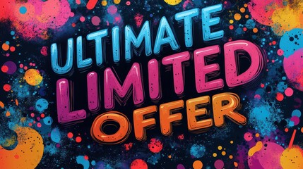 Ultimate Limited Offer; vibrant text on colorful splattered background.