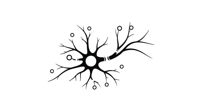 Abstract illustration of a neuron with branching dendrites and synapses