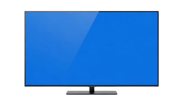 Modern flat screen television with blue screen isolated on transparent background - Powered by Adobe