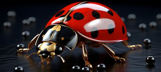 realistic photo of a glossy ladybug ,generative AI