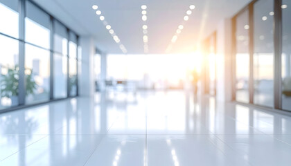 Bright and Modern Office Interior with Large Windows.