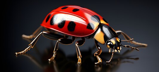 realistic photo of a glossy ladybug ,generative AI