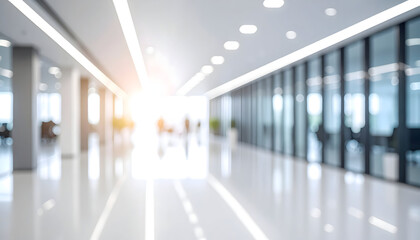Modern Office Corridor with Bright Natural Light.