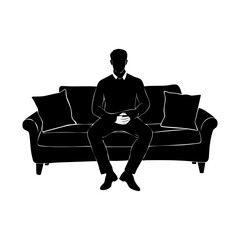A person sitting on sofa icon bold outline vector illustration design