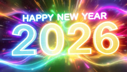 colourful neon light new year background