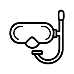 A snorkel mask icon bold outline vector illustration design