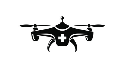 Futuristic medical drone delivering emergency aid, symbolizing innovation in healthcare and rapid response.