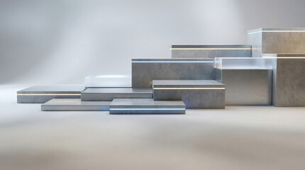 Modern Concrete Podiums with Glowing Lights, an Abstract Representation of Strategic Business Growth and Financial Planning