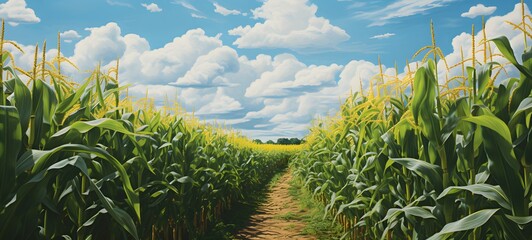 realistic photo of a glossy corn field ,generative AI