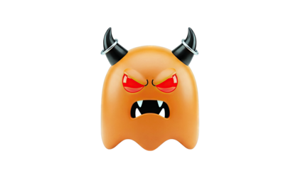 Angry Orange Monster with Horns and Red Eyes
