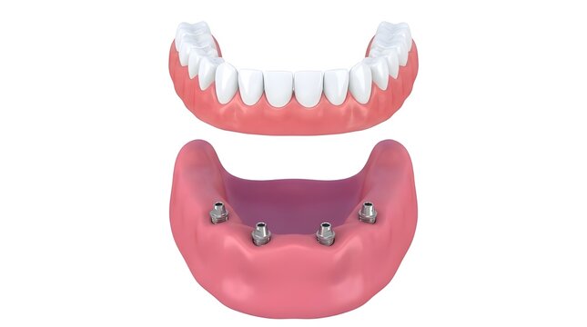 Modern Tooth Replacement with Dental Implants and Removable False Teeth