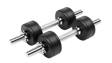 Adjustable dumbbells for strength training and fitness isolated on transparent background