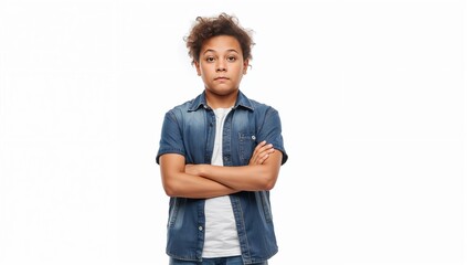 Teenager in Peaceful Protest Stance Isolated on White Background