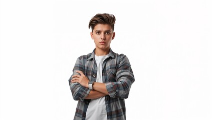 Teenager in Peaceful Protest Stance Isolated on White Background