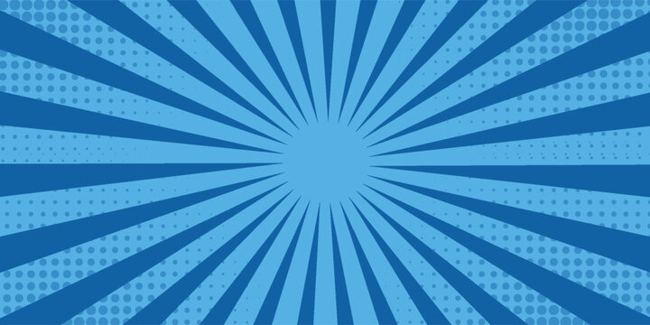 Retro comic rays blue dots background,eps.10